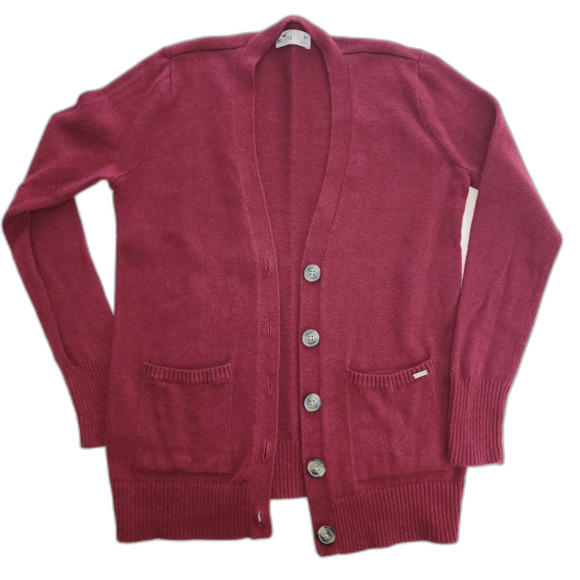 Hollister Cranberry Button Up Cardigan Sweater Sz M - Picture 1 of 7